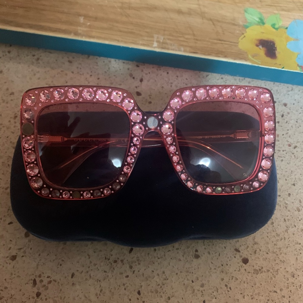 Pink Rhinestone Gucci Hollywood Forever Sunglasses